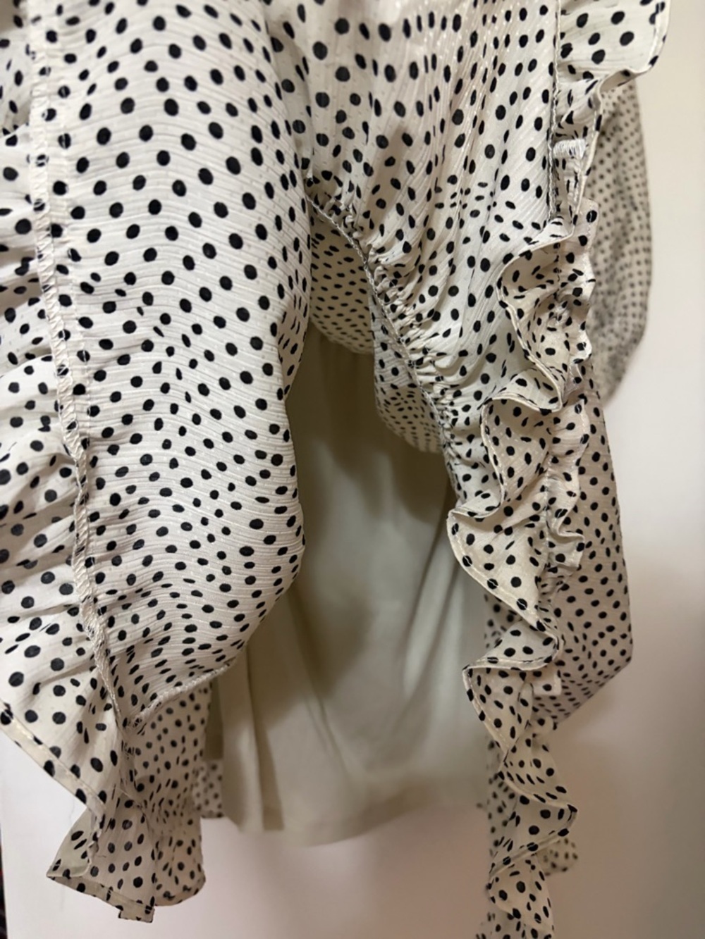 lovestitch Cream Polka Dot Long Sleeve Smocked Mini Dress - Picture 7 of 7